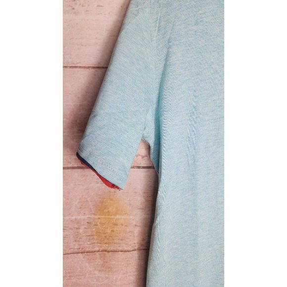 Vassari Los Angeles V-Neck Loose Cut Trim Aqua Designer Shirt -Rare Thread Small - Picture 5 of 15